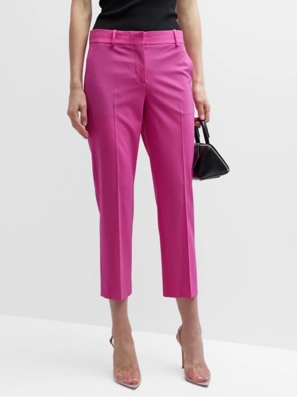 Theory Treeca 2 cropped wool-blend slim-leg pants Size 4 Pink